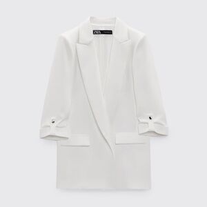 ZARA White Structured Blazer with Lapels – Size S (Brand New, $69.90 Retail)